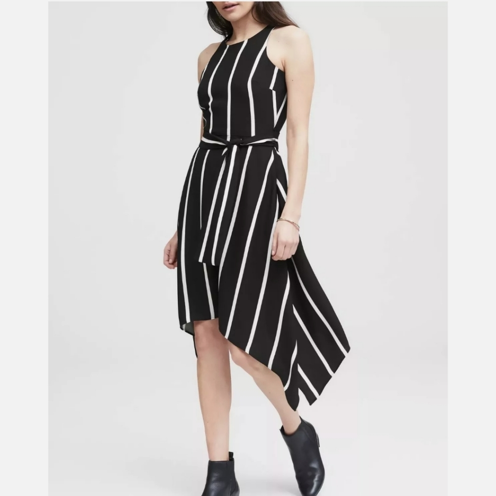 Banana Republic Stripe Tie-Waist high low Dress 4